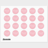 Sticker Rond Papier de remerciement rose vif (Feuille)