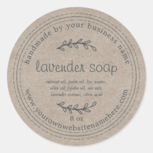 Sticker Rond Papier de savon de lavande de lavande artisanale r