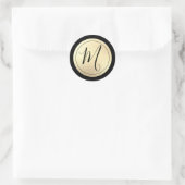 Sticker Rond Papier d'Or Monogramme Noir (Sac)