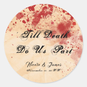 Sticker Rond Papier gothique de mariage d'Halloween de vintage 