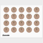 Sticker Rond Papier Kraft confiture de fraises artisanal et art (Feuille)