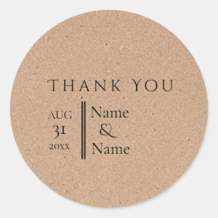 Sticker Rond Papier Kraft Design Moderne Minimaliste Simple