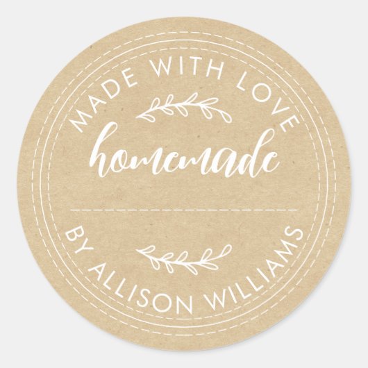 Sticker Rond Papier Kraft pour conserves de confiture ou de pât (Devant)