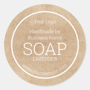 Sticker Rond Papier Kraft rustique savon fait main