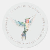 Sticker Rond Papier mémorial funéraire Colibri à l'aquarelle  (Devant)