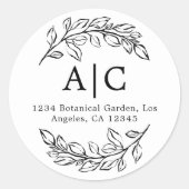 Sticker Rond Papier minimal noir et blanc Adresse de retour (Devant)