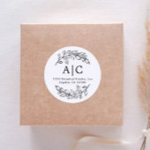 Sticker Rond Papier minimal noir et blanc Adresse de retour