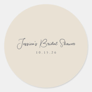 Sticker Rond Papier Minimaliste Mariage Ivory Noir Bain 