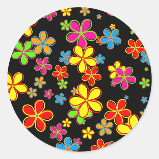 Sticker Rond Papier peint à fleurs rétro (Devant)