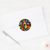 Sticker Rond Papier peint à fleurs rétro (Enveloppe)