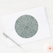 Sticker Rond Papier peint à fleurs vertes (Enveloppe)