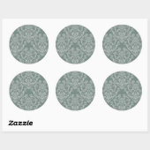 Sticker Rond Papier peint à fleurs vertes (Feuille)