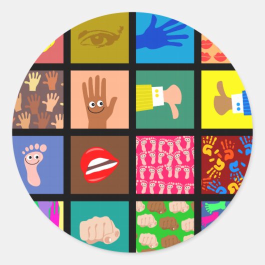 Sticker Rond Papier peint Anatomie Carreaux (Devant)