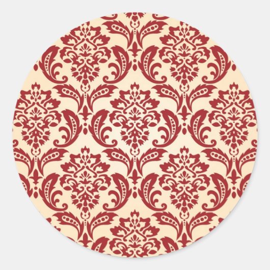 Sticker Rond Papier peint Damas (Devant)