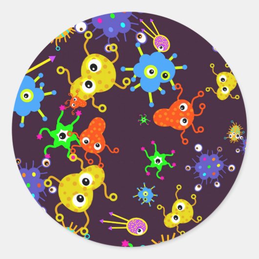 Sticker Rond Papier peint de bactéries (Devant)