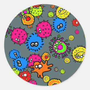 Sticker Rond Papier peint de bactéries