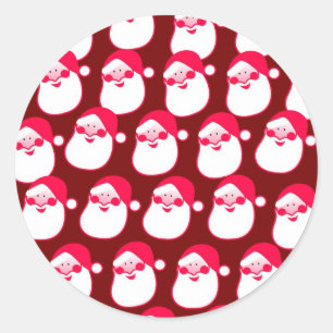 Sticker Rond Papier peint de Noël Père Noël