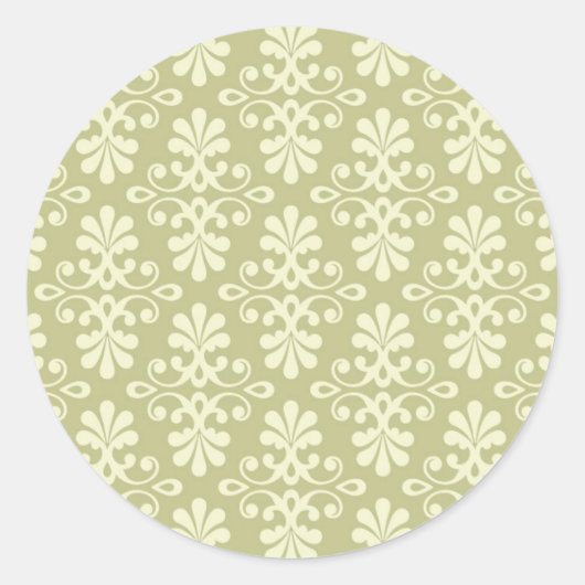 Sticker Rond Papier peint en damas à fleurs (Devant)