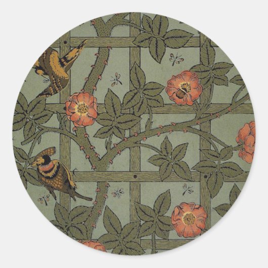 Sticker Rond Papier peint en treillis de William Morris (Devant)