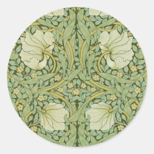 Sticker Rond Papier peint floral bleu Pimpernel de William Morr