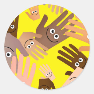 Sticker Rond Papier peint Happy Hands
