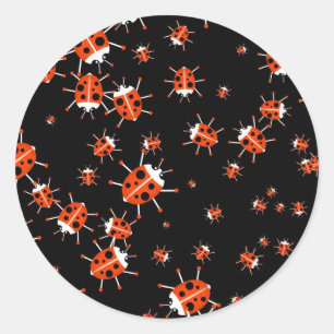 Sticker Rond Papier peint Ladybug