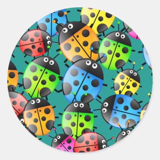 Sticker Rond Papier peint Ladybug (Devant)