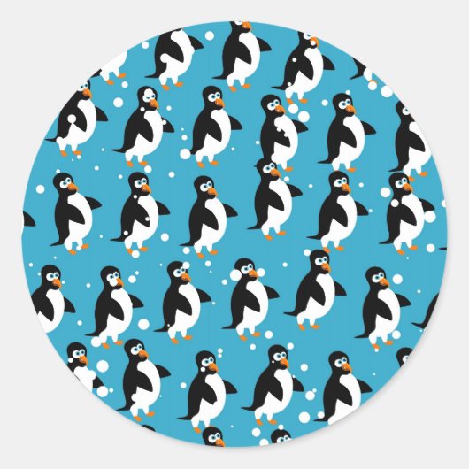 Sticker Rond Papier peint Penguin (Devant)