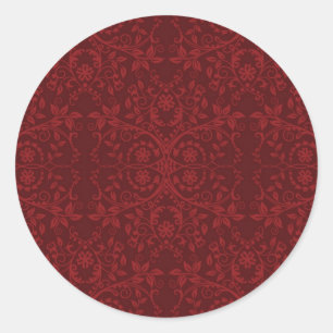 Sticker Rond Papier peint rouge floral détaillé