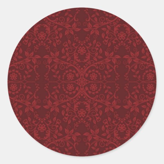 Sticker Rond Papier peint rouge floral détaillé (Devant)