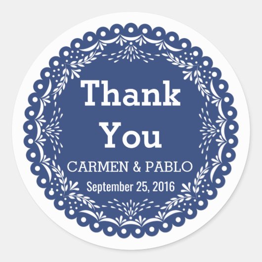 Sticker Rond Papier Picado Colorful Mariage mexicain (Devant)