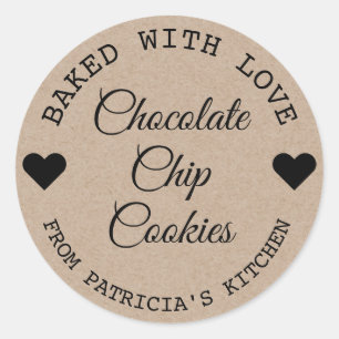 Sticker Rond Papier Rustique Kraft Cuit Avec Des Cookies D'Amou