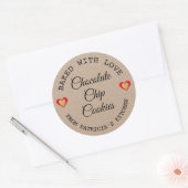 Sticker Rond Papier Rustique Kraft Cuit Avec L'Amour Cuisine Ma (Enveloppe)