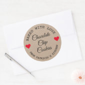 Sticker Rond Papier Rustique Kraft Cuit Avec Love Choco Cookies (Enveloppe)
