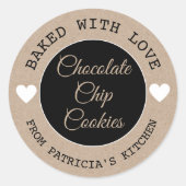 Sticker Rond Papier Rustique Kraft Cuit Avec Love Choco Cookies (Devant)