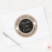Sticker Rond Papier Rustique Kraft Cuit Avec Love Choco Cookies (Enveloppe)