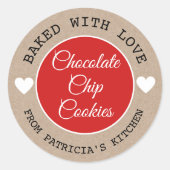 Sticker Rond Papier Rustique Kraft Cuit Avec Love Choco Cookies (Devant)