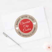 Sticker Rond Papier Rustique Kraft Cuit Avec Love Choco Cookies (Enveloppe)