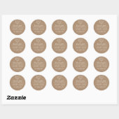 Sticker Rond Papier Rustique Kraft| Mariage de coeur Merci (Feuille)