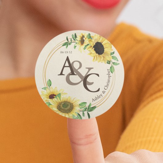 Sticker Rond Papier vintage ・ Élégant Mariage moderne