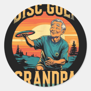 Sticker Rond Papière de Disc Golf – Création de sport rétro drô