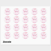 Sticker Rond Papillon 1er anniversaire Pink Gold Dust Merci (Feuille)