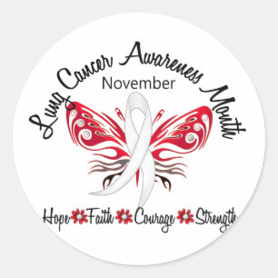 Sticker Rond Papillon 3,2 de mois de conscience de cancer de