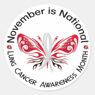 Sticker Rond Papillon 3,3 de mois de conscience de cancer de