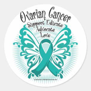 Sticker Rond Papillon 3 de Cancer ovarien