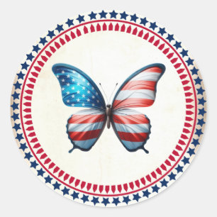Sticker Rond papillon 4 juillet patriotique américain