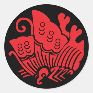 Sticker Rond Papillon à queue blanche de la famille japonaise