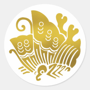 Sticker Rond Papillon à queue blanche de la famille japonaise