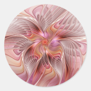 Sticker Rond Papillon Abstrait Coloré Fantaisie Art Fractal