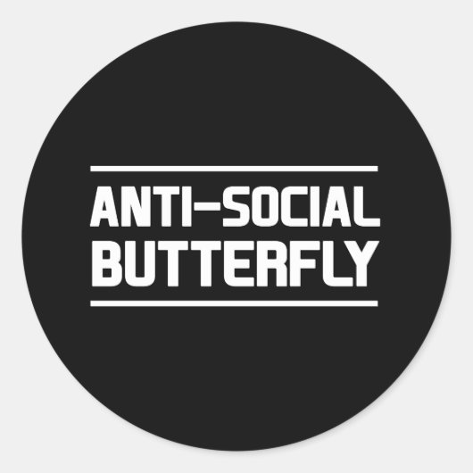 Sticker Rond Papillon anti-social (Devant)